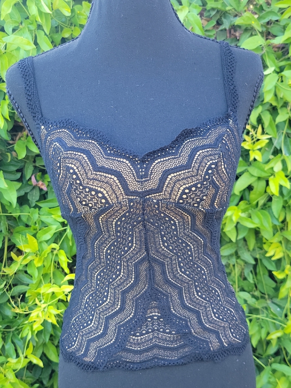 Cosabella Ceylon Chevron Lace Bustier Camisole Black / Nude Sz S Made In Italy